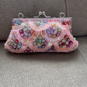 Elegant Pink Beaded Viral bag (Clutch)